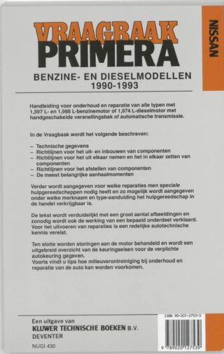 Vraagbaak Nissan Primera - achterkant